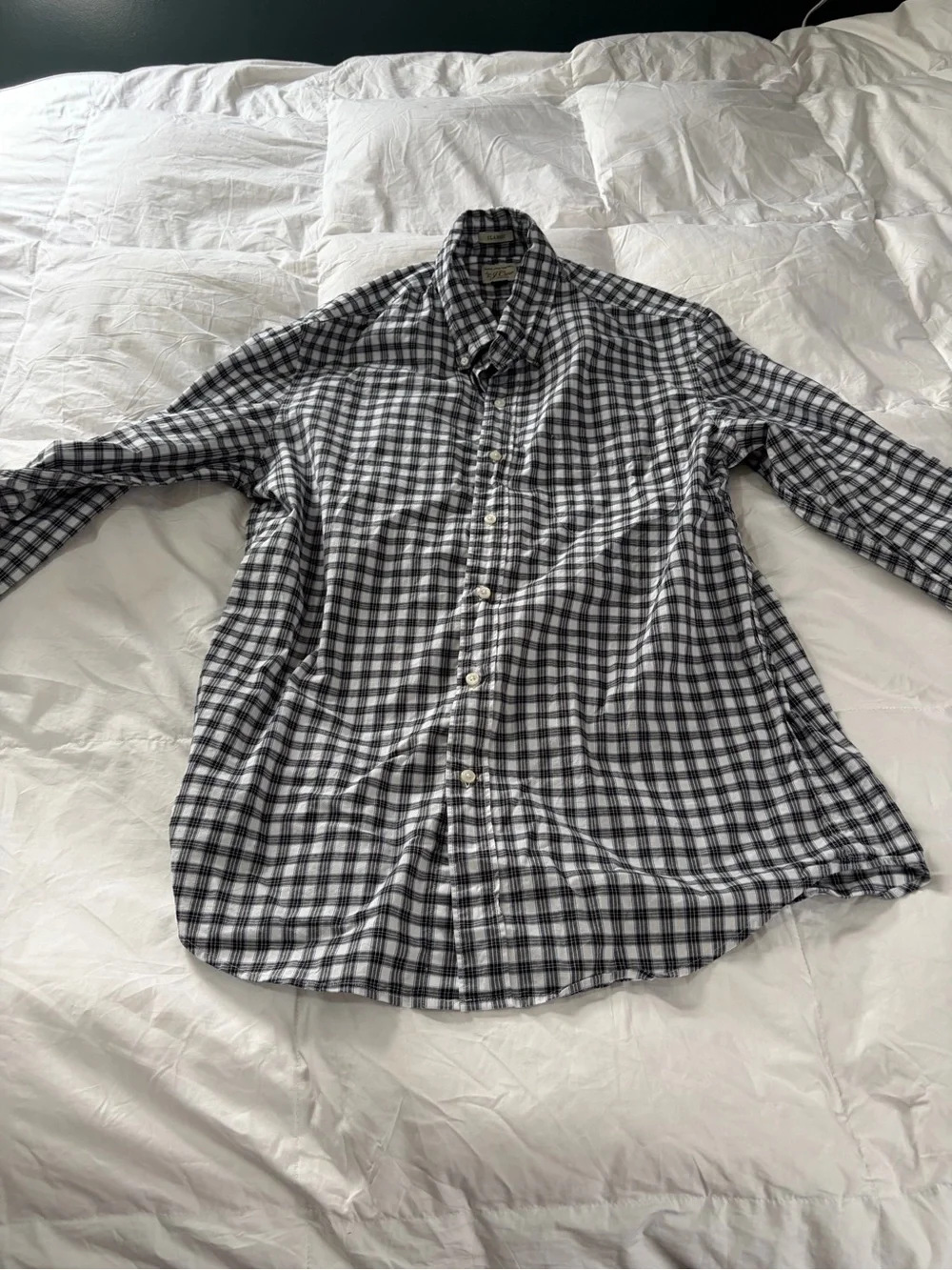 J. Crew Black and White Gingham Button-Down Shirt